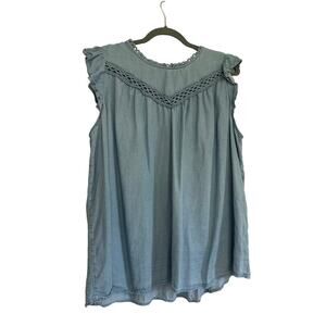 Torrid Lace Trim Chambray Sleeveless Top Size 1 (1X)